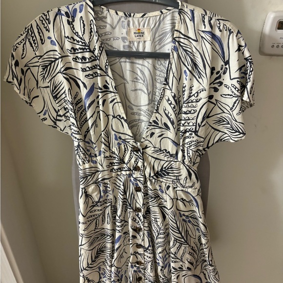 Marine Layer Camila Mini Dress in Black and White Foliage - Small - Picture 2 of 5